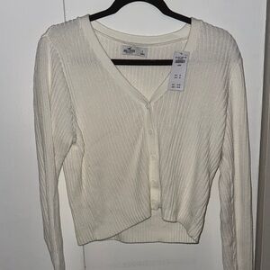 Hollister Ivory Button-Up Cardigan